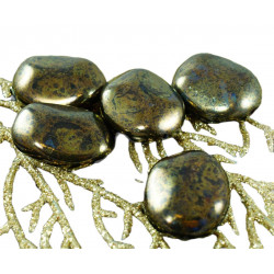 Velké oválné korálky z českého skla zlaté, mramorový vzhled rozměry 25 mm x 20 mm 2 kusy