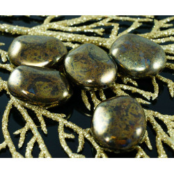 Velké oválné korálky z českého skla zlaté, mramorový vzhled rozměry 25 mm x 20 mm 2 kusy