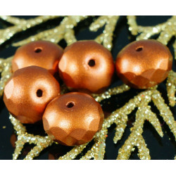 Korálky z českého skla zploštělé, kulaté, neprůhledné, matně bronzové, broušený obvod rozměry 14 mm x 9 mm 6 kusů
