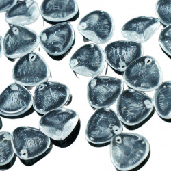 Korálky PRECIOSA z českého skla ve tvaru okvětních lístků, ploché, průhledné, čiré, rozměry 8 mm x 7 mm 50 kusů