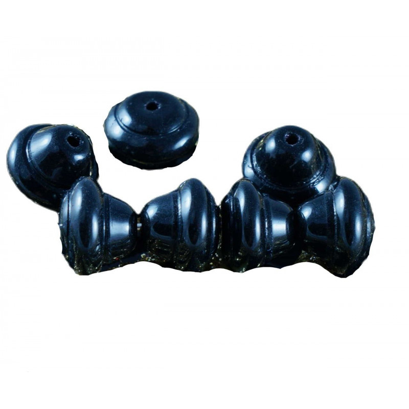 Tvarované korálky z českého skla kužel turban Halloween černé, rozměry 10 mm x 7 mm 20 kusů