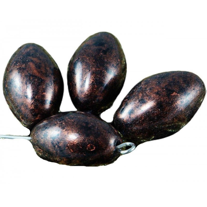Velké oválné korálky z českého skla oliva neprůhledné, bronzové, černé, travertin rozměry 18mm x 11mm 4 kusy