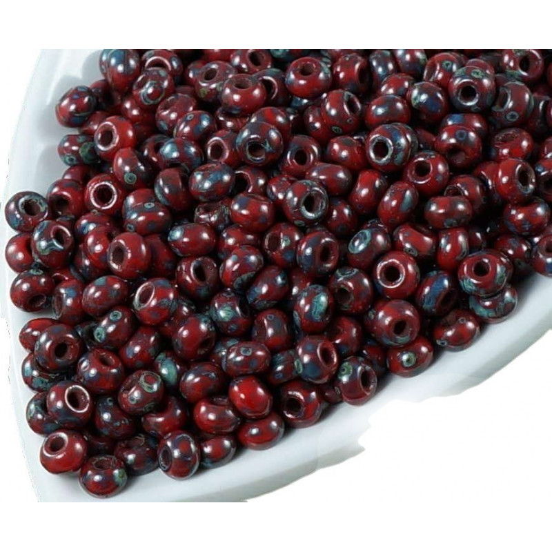 Korálky z českého skla kulaté, korálově červené, 7/0 přibližně 200 kusů, 10 g