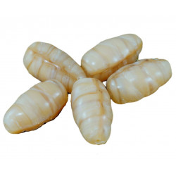 Protáhlé korálky z českého skla s broušenou spirálou neprůhledné, světle hnědé, rozměry 16 mm x 9 mm 10 kusů