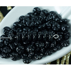 Neprůhledné Černé českého Skla Ploché Květinové Korálky Distanční Tkaní Halloween 6mm x 3mm 50ks