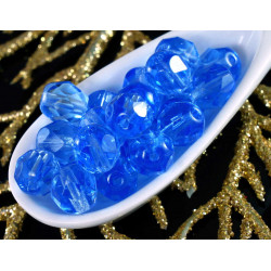 Kulaté korálky z českého skla broušené, průhledné, modré, průměr 7 mm 20 kusů