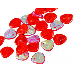 Korálky PRECIOSA z českého skla ve tvaru okvětních lístků, ploché, poloprůhledné, červené a s odlesky rozměry 7 mm x 8 mm 50