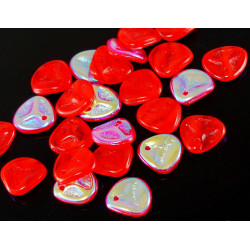 Korálky PRECIOSA z českého skla ve tvaru okvětních lístků, ploché, poloprůhledné, červené a s odlesky rozměry 7 mm x 8 mm 50