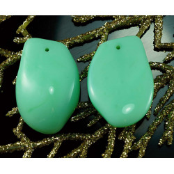 Velké korálky z českého skla nepravidelný tvar neprůhledné, tyrkysově zelené, rozměry 30 mm x 19 mm 4 kusy