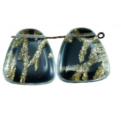 Velké zaoblené korálky z českého skla ploché, průhledné, čiré, rozměry 23 mm x 22 mm 2 kusy