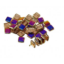 NOVÝ TVAR hranaté korálky z českého skla ploché, čtveraté, průhledné, fialové, modré, sliperit jedna dírka rozměry 6 mm 40 kusů