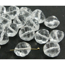 8ks Křišťálově čisté Oválný Robustní Vyřezávaný Pruhované Včelí Úl Freeform Nugget české Skleněné Korálky 10mm x 12mm