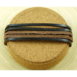 Proužek z umělé kůže PU faux leather plochý, řemínek řetízek náramek hnědý, na vyrábění, vegan šířka 3 mm délka 2 metry