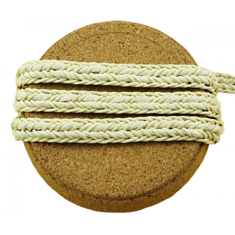 Povoskovaný bavlněný provázek béžový, hnědý, platený náramek zapletaná stužka vegan šířka 10 mm délka 1 metr