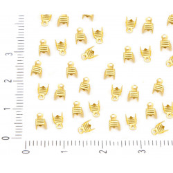 Kovová koncovka na řetízky kožené řemínky stužky provázky zlatá, s očkem rozměry 5, 5 mm x 3, 5 mm x 2 mm 200 kusů