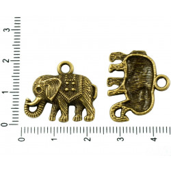 Kovový plochý přívěsek stříbrný starožitný vzhled slon velikost 22 mm x 19 mm 8 kusů