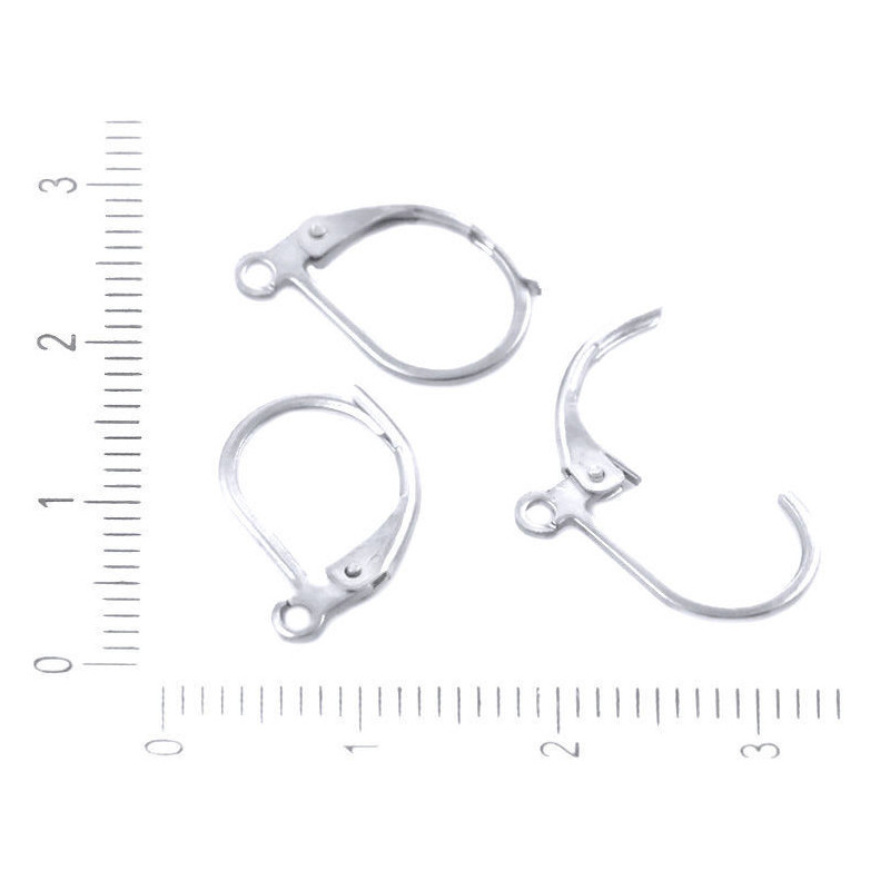 Náušnicové zapínání, nerezová ocel stříbrné, háček náušnice hypoalergenní, výroba šperků, rozměry 12, 5 mm x 14 mm 10 kusů