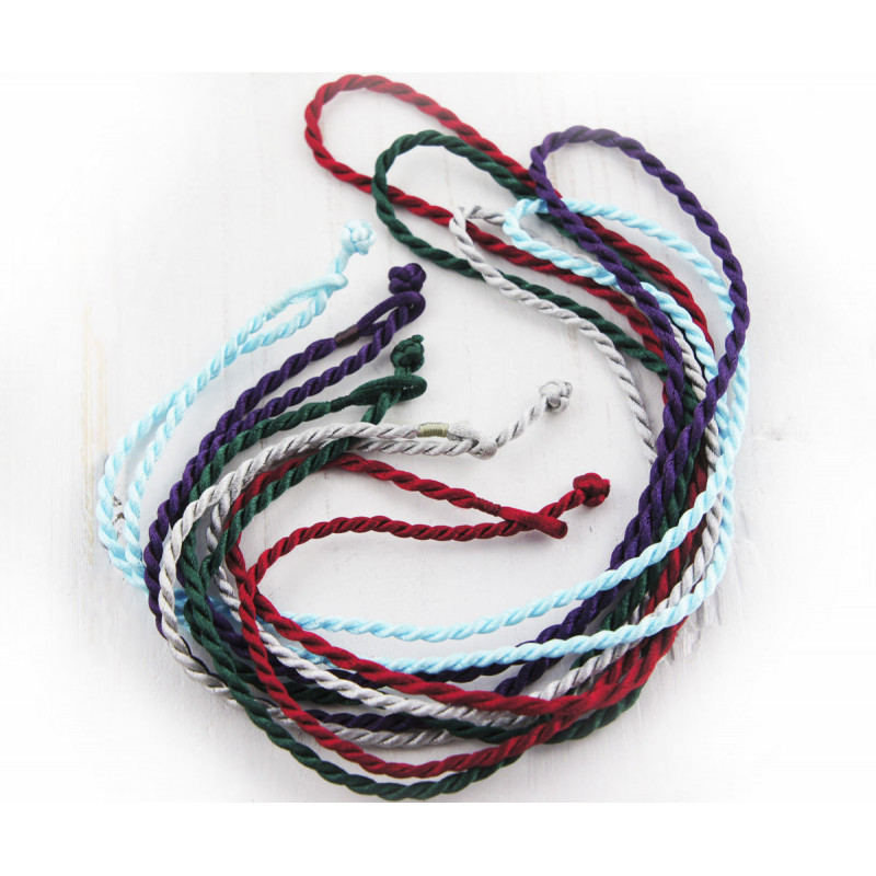 Kroucená nylonová šňůrka na navlékání, výrobu řetízků, náhrdelníků, nárámků, stříbrné, zelené, fialové, modré, červené, průměr