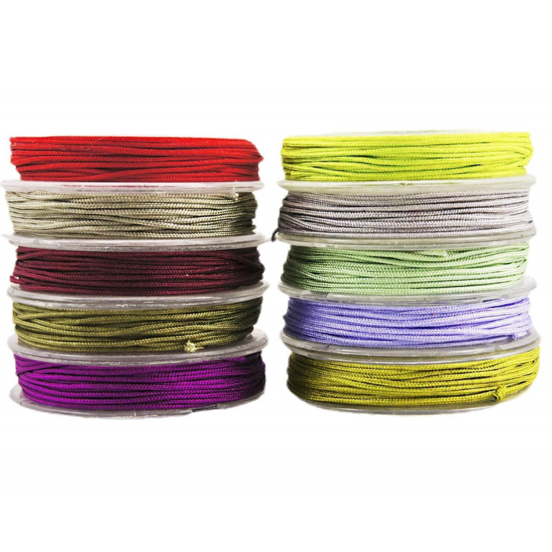 Kulatý nylonový provázek šňůrka lanko na navlékání, pletení, mix barev Shamballa Kumihimo průměr 0, 8 mm 10 x 10 metrů