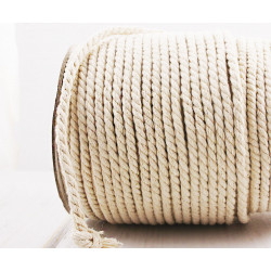 Přírodní bavlněný provázek šňůrka krémový, režný, dvojitý, kroucený, na vyrábění, průměr 4 mm délka 3 metry