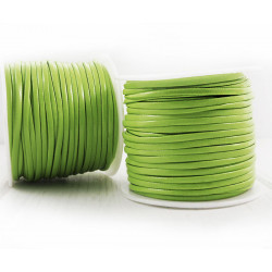 Proužek z umělé kůže PU faux leather plochý, řemínek řetízek náramek zelený, na vyrábění, 2 mm x 1 mm délka 6, 4 metru