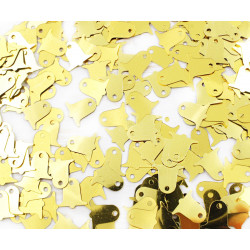 Ploché konfety ve tvaru zvonečku flitry kovově zlaté, k vyšívání, vyrábění, velikost 10 mm x 10 mm dírka 1 mm 20 g