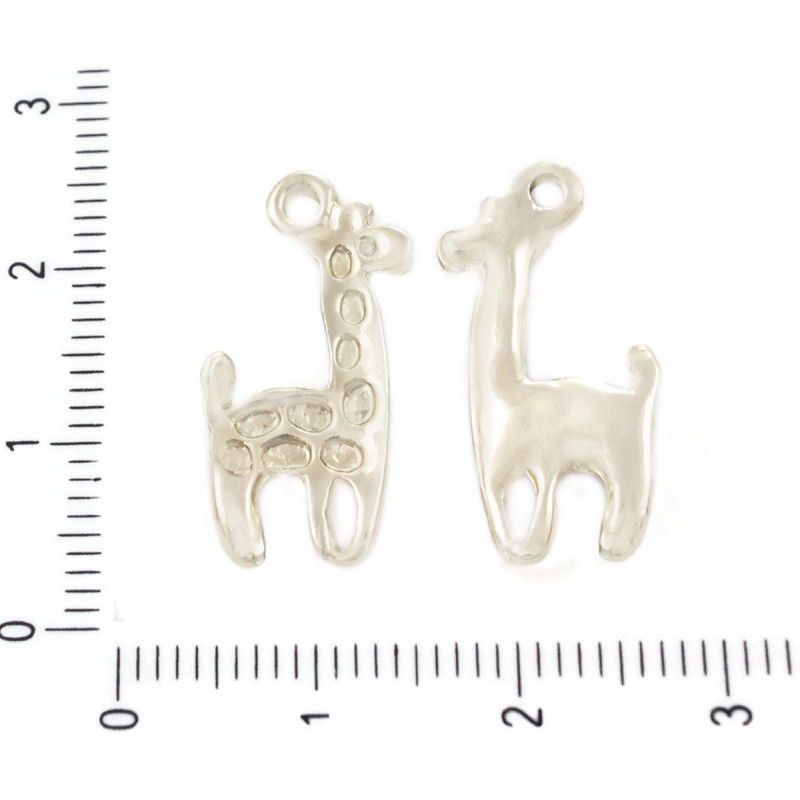 Kovový přívěsek ve tvaru žirafy pozlacený, bílé zlato dětský motiv rozměry 22 mm x 10 mm dírka 2 mm 4 kusy