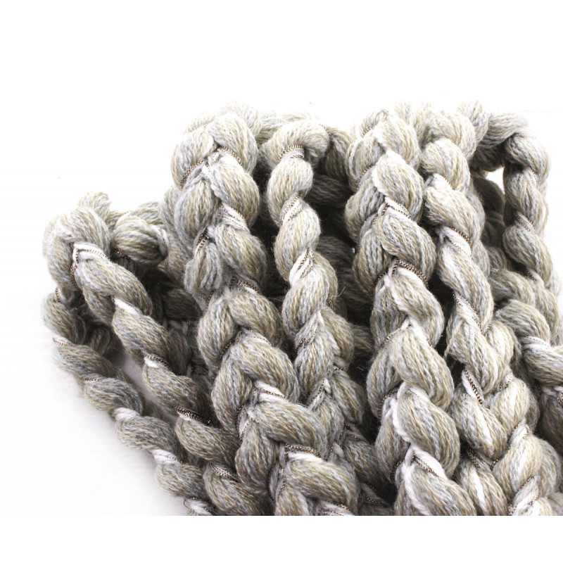 Silný splétaný bavlněný náramek přírodně šedivý, béžový, bílý, Boho styl náramek řetízek šířka 20 mm délka 0, 9 metru