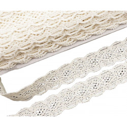 Háčkovaná bavlněná stužka krajka slonovinově krémová, svatební stuha družička svědkyně nevěsty dekorace šířka 18 mm délka 1 metr