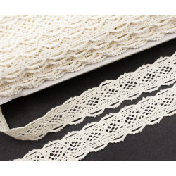 Háčkovaná bavlněná stužka krajka slonovinově krémová, svatební stuha družička svědkyně nevěsty dekorace šířka 18 mm délka 1 metr