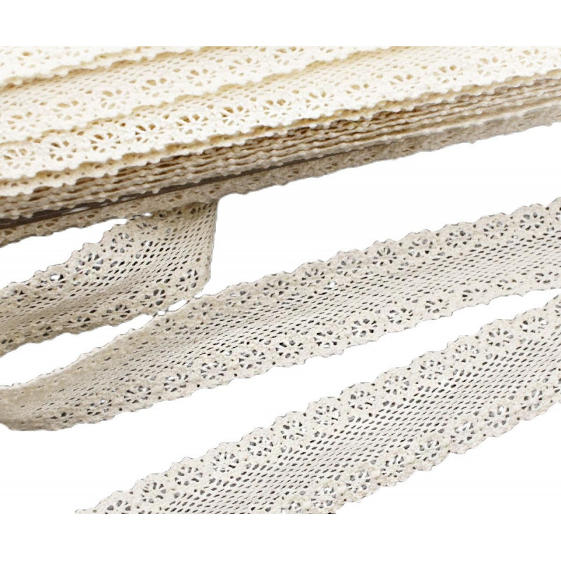Háčkovaná bavlněná stužka krajka slonovinově krémová, svatební stuha družička svědkyně nevěsty dekorace šířka 19 mm délka 1 metr