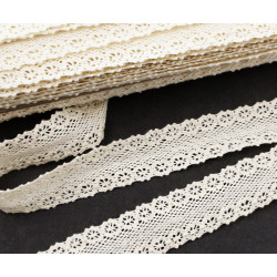 Háčkovaná bavlněná stužka krajka slonovinově krémová, svatební stuha družička svědkyně nevěsty dekorace šířka 19 mm délka 1 metr