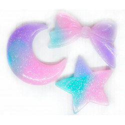 Dekorace do vlasů, účesu doplňky fialovozelený měsíc hvězda mašle party dekorace ozdoby na mobilní telefon rozměry 33-40 mm 3