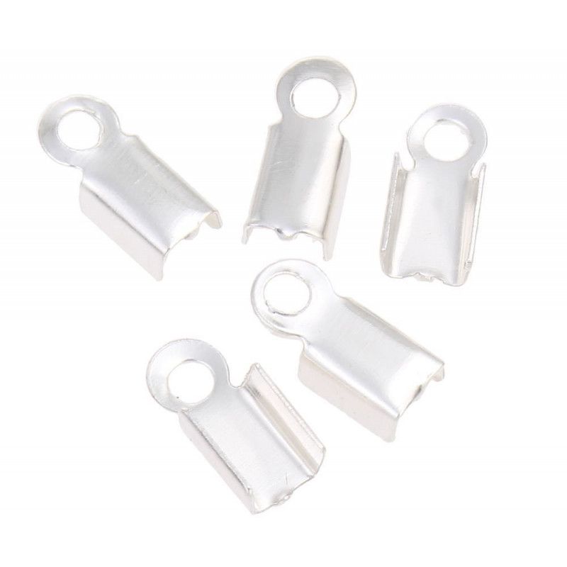 Kovové konce na stužky provázky platina šperky spojky součástky výroba šperků, vyrábění, rozměry 9 mm x 4 mm x 3 mm 100 kusů