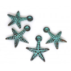 Kovový přívěsek MYKONOS ve tvaru mořské hvězdice tyrkysově-měděný, s patinou bižuterní komponent 4 kusy