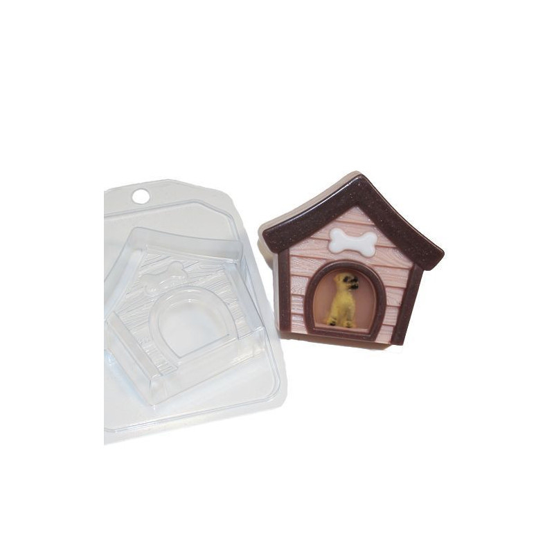 Forma na mýdlo - psí Bouda Dům Chovatelské stanice Kost Pes Zvíře Plastové Mýdla Plísně Plísně 92x84x24mm