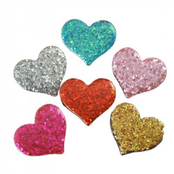 Dekorace z pryskyřice ve tvaru srdíček mix barev pro další tvoření, doplňky do vlasů, ozdoby na mobilní telefon rozměry 37x31