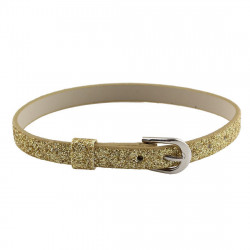 Základ pro tvoření náramků, PU umělá kůže koženka zlatý třpytivý pásek se sponou velikost 220 mm x 6 mm 1 kus