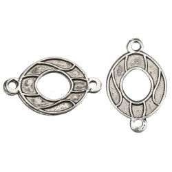 Kovový oválný konektor stříbrný starožitný vzhled se dvěma očky rozměry 21 mm x 13 mm dírka 1mm 30 kusů