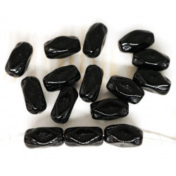 Oválné korálky z českého skla neprůhledné, leskle černé, váleček rozměry 10 mm x 5 mm 40 kusů