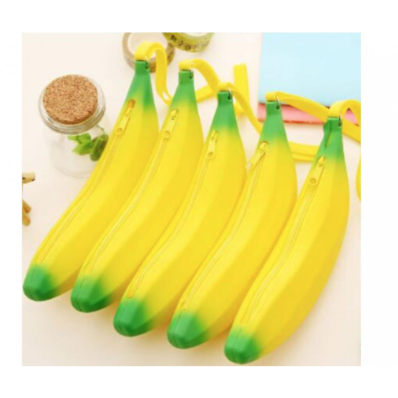 Silikonové dětské pouzdro na psací potřeby ve tvaru banánu se zipem školní potřeby 1 kus