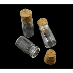 Malá skleněná lahvička s korkovou zátkou prázdná, drobný přívěsek rozměr 24 mm x 13 mm 29 mm 10 kusů