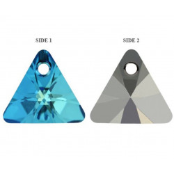 Trojúhelníkové broušené krystaly / chatony SWAROVSKI Triangle xilion modré a stříbrně šedé, 001bb 6628 6 kusů