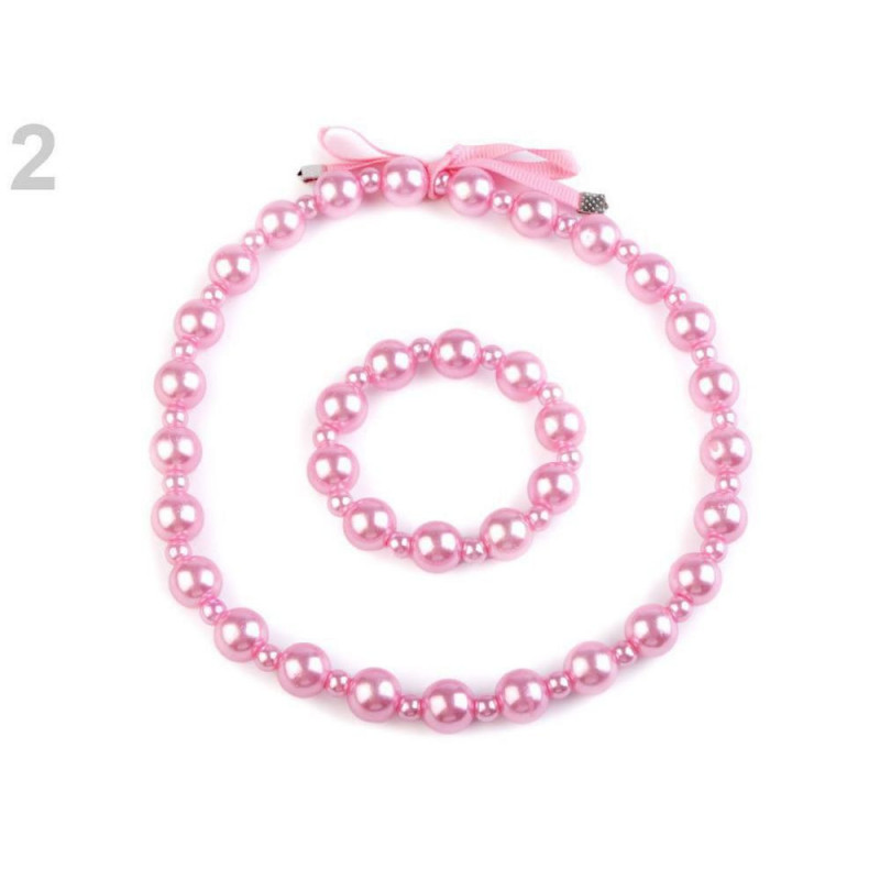 1sada Dětská Sada Perlový Náhrdelník A Náramek Bižuterie Dívčí Sady