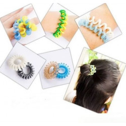 Spirálové plastové gumičky do vlasů, doplňky do vlasů, mix barev "telefonní šňůra", velikost 35 mm x 40 mm 10 kusů