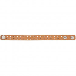 Náramek ze světle hnědé PU umělé kůže faux leather s otvory na vyšívání křížkovým stehem na tvoření, velikost 22cm x 1, 5cm 1