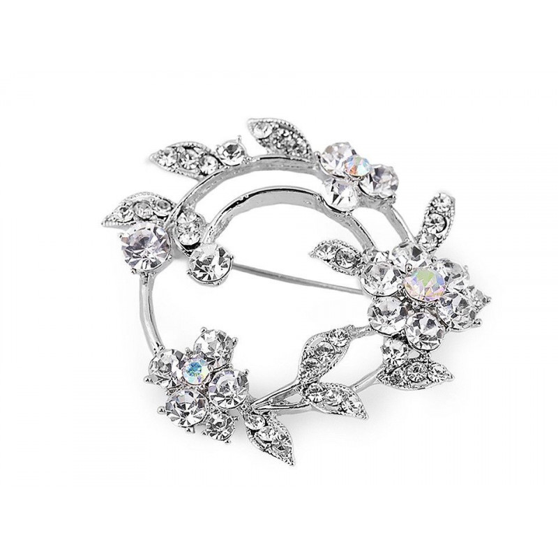 1ks Crystal Brož / Svatební Ozdoba Na Kytice Kovové Skleněné Brože Bižuterie
