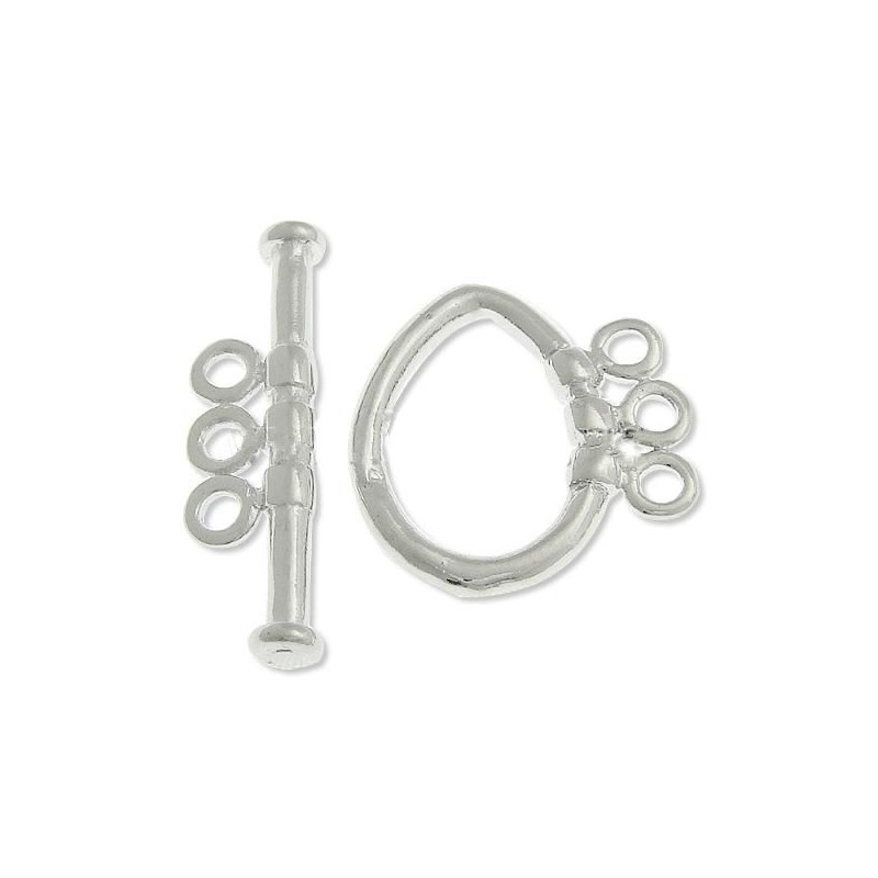 Kovové americké zapínání, platinový vzhled s třemi očky spona na zapínání řetízků, náramků, rozměry 22 x 3 mm 11, 5 x 16 x 1, 8