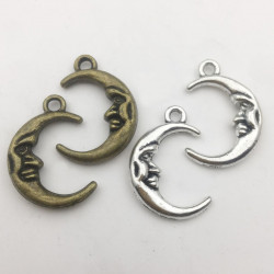 Kraftika mix přívěsků - měsíc pro tvoření náramků, řetízků, náhrdelníků, náušnic bronzové, stříbrné, 80 kusů