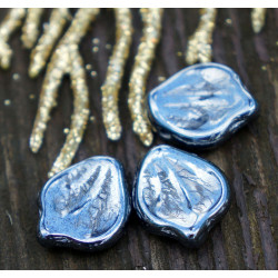 Neprůhledné Tmavě Stříbrná český okvětní Lístek Skleněné Korálky Stříbrný Květ okvětní Lístek Korálky Stříbrné české Sklo